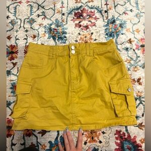 Yellow Cargo Women Skirt